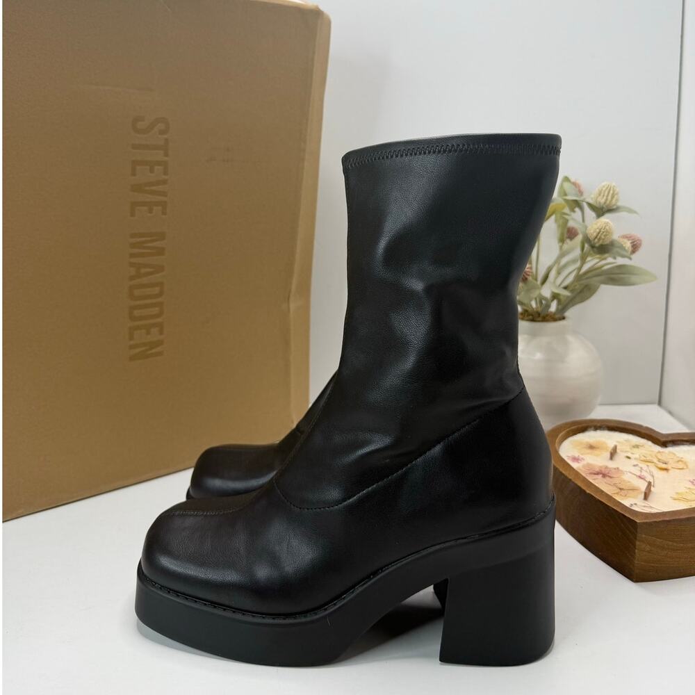 Steve Madden Katrina Platform Chunky Heel Boot Black Women’s 10 Tried On